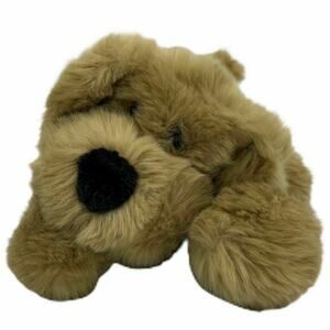 Commonwealth Tan Beige Puppy Dog Lying Down Super Soft 10"